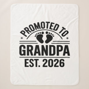 Promoted to Grandpa, Est. 2026, Funny New Grandpa Sherpa Blanket