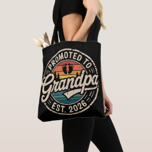 Promoted To Grandpa Est 2026 Pregnancy Retro Tote Bag