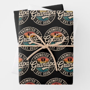 Promoted To Grandpa Est 2026 Pregnancy Retro Wrapping Paper Sheet