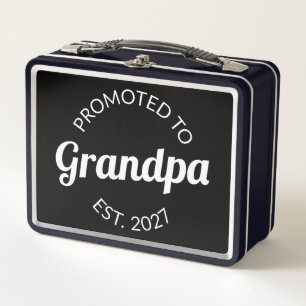 Promoted To Grandpa Est 2027 New Papa I Metal Lunch Box