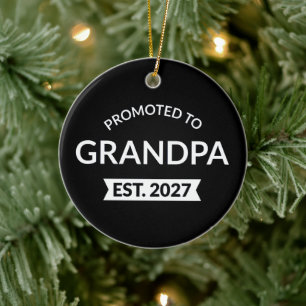 Promoted To Grandpa Est 2027 New Papa II Ceramic Tree Decoration