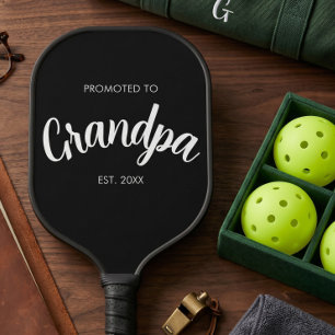 Promoted To Grandpa Established Custom Year Black Pickleball Paddle
