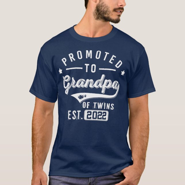 Promoted To Grandpa Of Twins Est 2022 Twin Baby T-Shirt (Front)