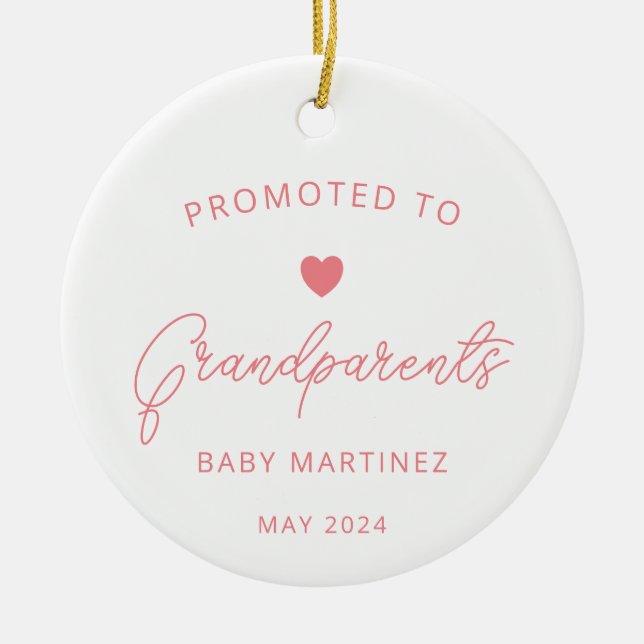 Promoted to Grandparents Pregnancy Announcement Ceramic Tree Decoration (Front)