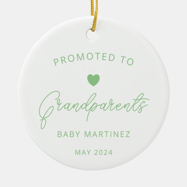 Promoted to Grandparents Pregnancy Announcement Ceramic Tree Decoration (Front)