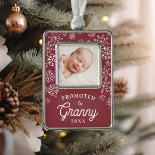 Promoted to Granny   Baby Photo Grandma Silver Plated Framed Ornament