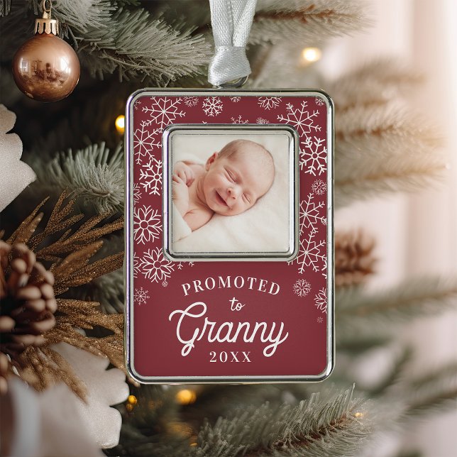 Promoted to Granny | Baby Photo Grandma Silver Plated Framed Ornament (Creator Uploaded)