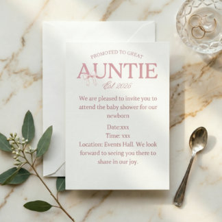 Promoted to Great Auntie Est 2026 Baby Shower Invitation