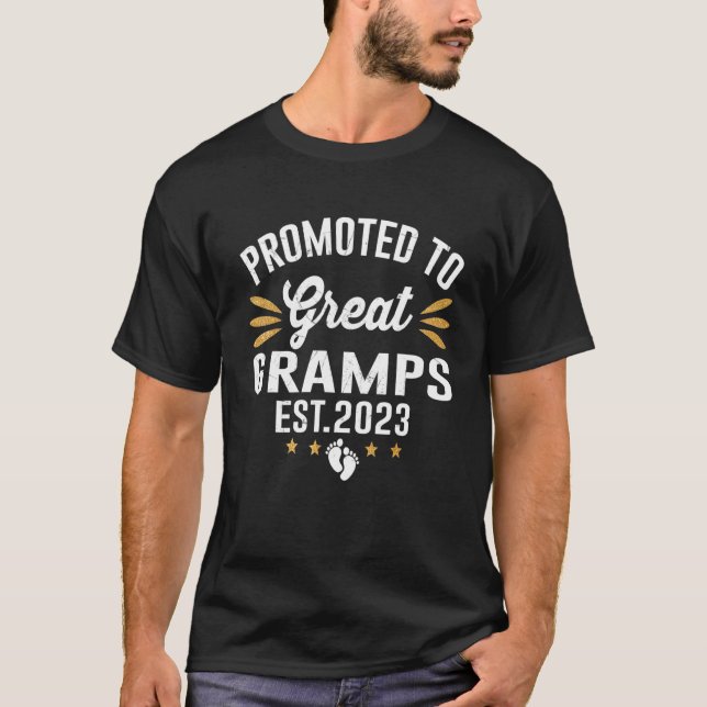 Promoted To Great Gramps 2023 Baby Announcement T-Shirt (Front)
