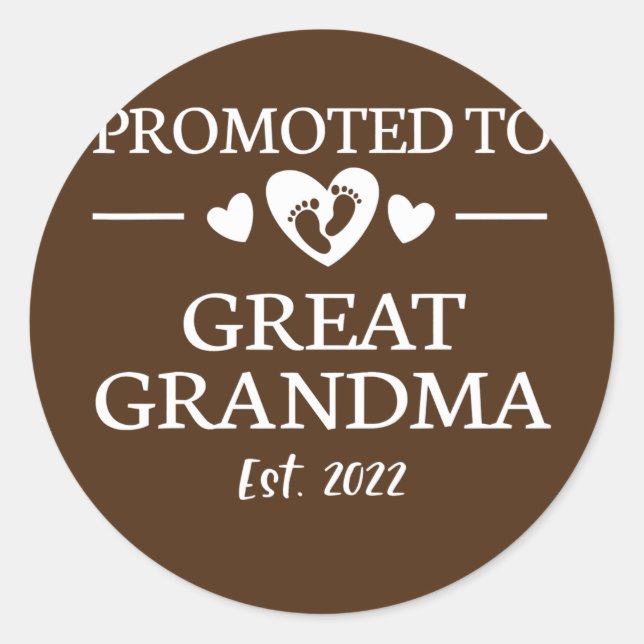 Promoted To Great Grandma 2022 New Great Grandma Classic Round Sticker (Front)