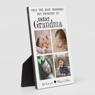 Promoted To Great Grandma 4 Photo Collage White Plaque