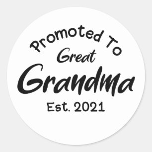 Promoted To Great Grandma Est 2021 Classic Round Sticker