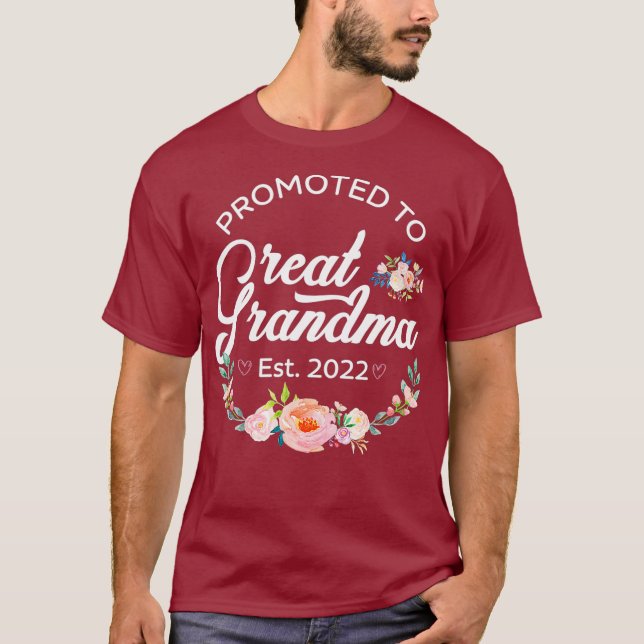 Promoted to Great Grandma Est 2022 Women Floral T-Shirt (Front)