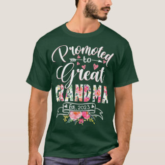 Promoted to Great Grandma Est 2023 Floral First Ti T-Shirt