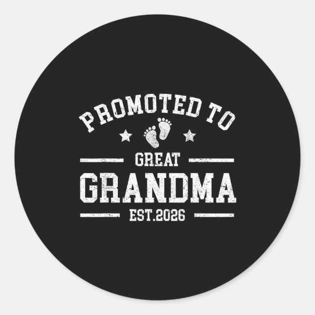 Promoted To Great Grandma Est. 2026 Baby Announcem Classic Round Sticker (Front)