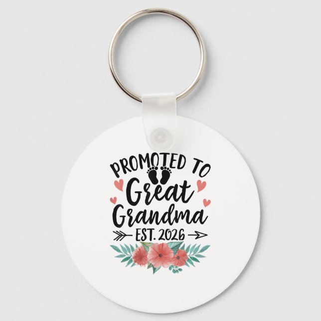 Promoted To Great Grandma Est 2026 First Time New  Key Ring (Front)