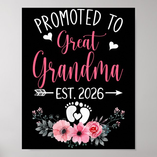 Promoted To Great Grandma Est 2026 Mothers Day  Poster (Front)