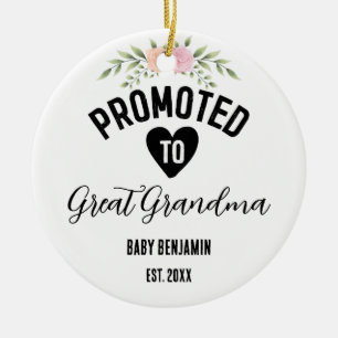 Promoted to Great Grandma Personalized Baby Name Ceramic Tree Decoration