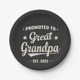 Promoted to Great Grandpa 2025 Family Gift  Paper Plate