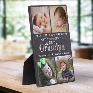 Promoted To Great Grandpa 4 Photo Chalkboard  Plaque