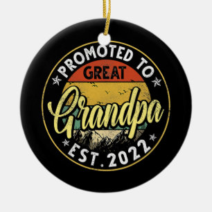 Promoted To Great Grandpa Est 2022 New Grandpa Ceramic Tree Decoration