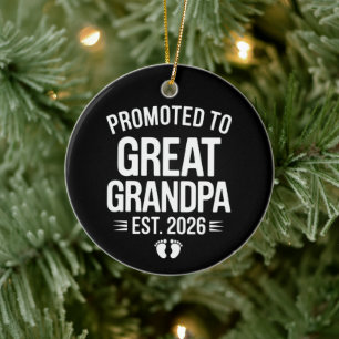 Promoted To Great Grandpa Est 2026 Pregnancy Baby Ceramic Tree Decoration