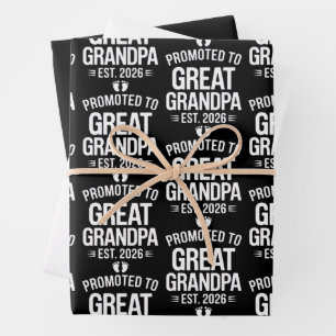 Promoted To Great Grandpa Est 2026 Pregnancy Baby Wrapping Paper Sheet