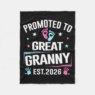 Promoted To Great Granny Est 2026 Pregnancy Announ Fleece Blanket