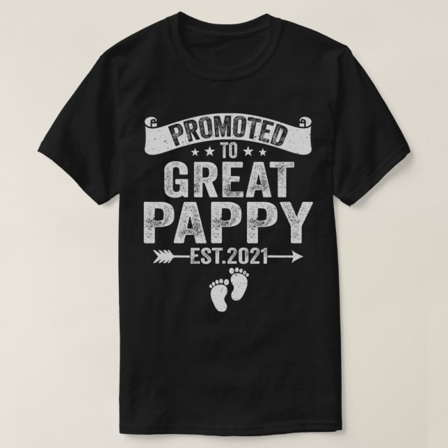 Promoted To Great Pappy Est 2021 Gift New Grandpa  T-Shirt (Design Front)