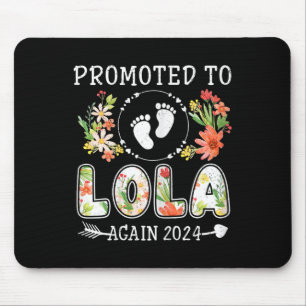 Promoted To Lola Again Mothers Day Grandma Reveal Mouse Pad