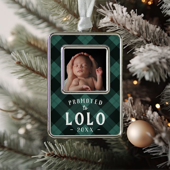 Promoted to Lolo | Baby Photo Grandpa Silver Plated Framed Ornament (Creator Uploaded)