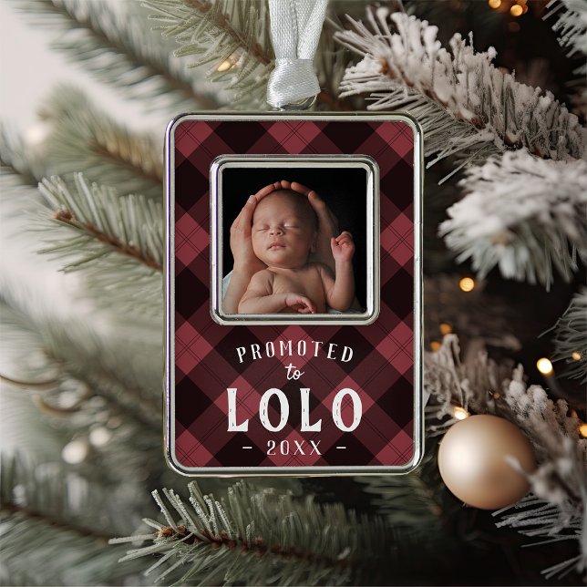Promoted to Lolo | Baby Photo Grandpa Silver Plated Framed Ornament (Creator Uploaded)