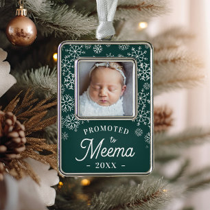 Promoted to Meema   Baby Photo Grandma Silver Plated Framed Ornament