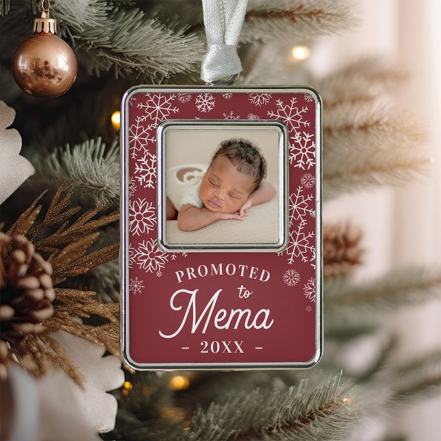 Promoted to Mema | Baby Photo Grandma Silver Plated Framed Ornament (Creator Uploaded)