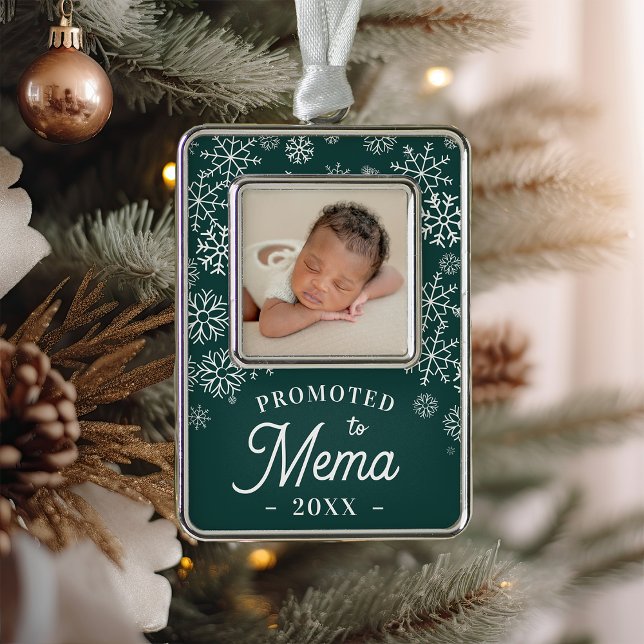 Promoted to Mema | Baby Photo Grandma Silver Plated Framed Ornament (Creator Uploaded)