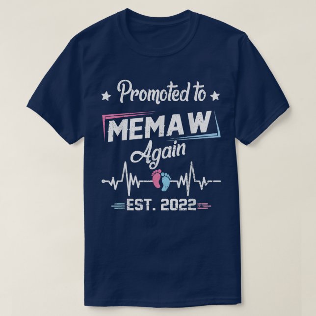Promoted To Memaw Again Est 2022 Pregnancy Announc T-Shirt (Design Front)