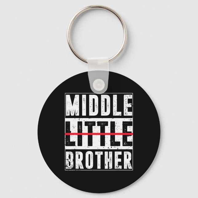 Promoted To Middle Brother Funny New Baby Announce Key Ring (Front)