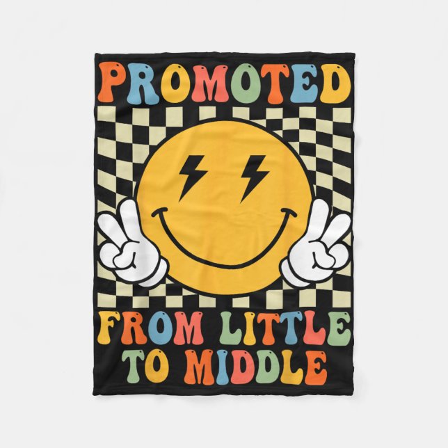 Promoted To Middle Brother Sister Toddler Baby Ann Fleece Blanket (Front)
