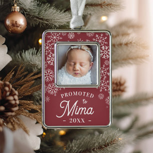 Promoted to Mima   Baby Photo Grandma Silver Plated Framed Ornament