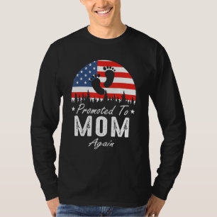 Promoted To Mom Again 2024 US Flag Father's Day T-Shirt
