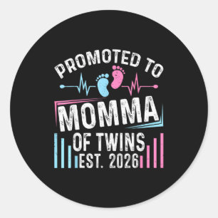 Promoted To Momma Of Twins Est 2026 Baby Shower Vi Classic Round Sticker