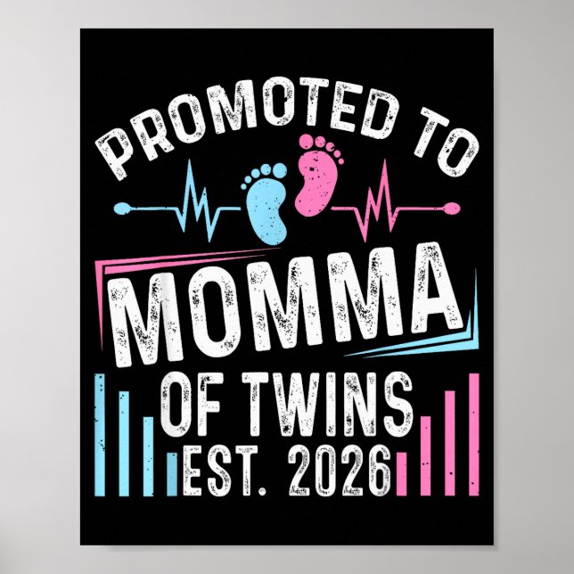 Promoted To Momma Of Twins Est 2026 Baby Shower Vi Poster (Front)