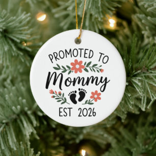 Promoted to Mommy 2026 Funny First Time Pregnancy Ceramic Tree Decoration