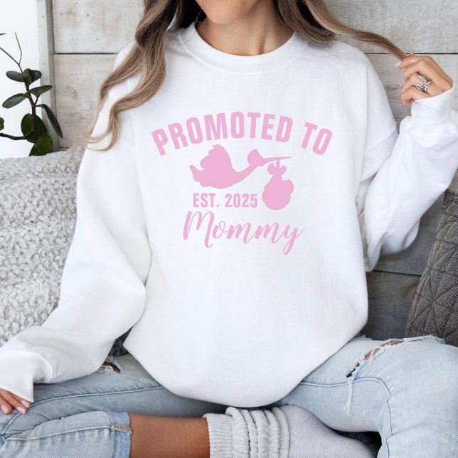 Promoted To Mummy 2025 Stork Girl Gender Reveal Sweatshirt (Creator Uploaded)