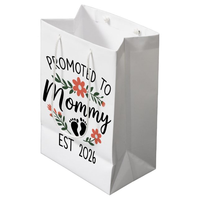 Promoted to Mummy 2026 Funny First Time Pregnancy  Medium Gift Bag (Front Angled)