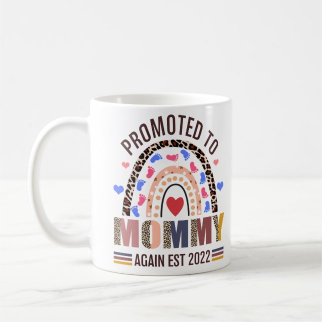 Promoted To Mummy Again 2022 Leopard Rainbow Coffee Mug (Left)