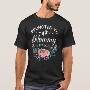 Promoted To Mummy Est 2022 Women Flower First Time T-Shirt