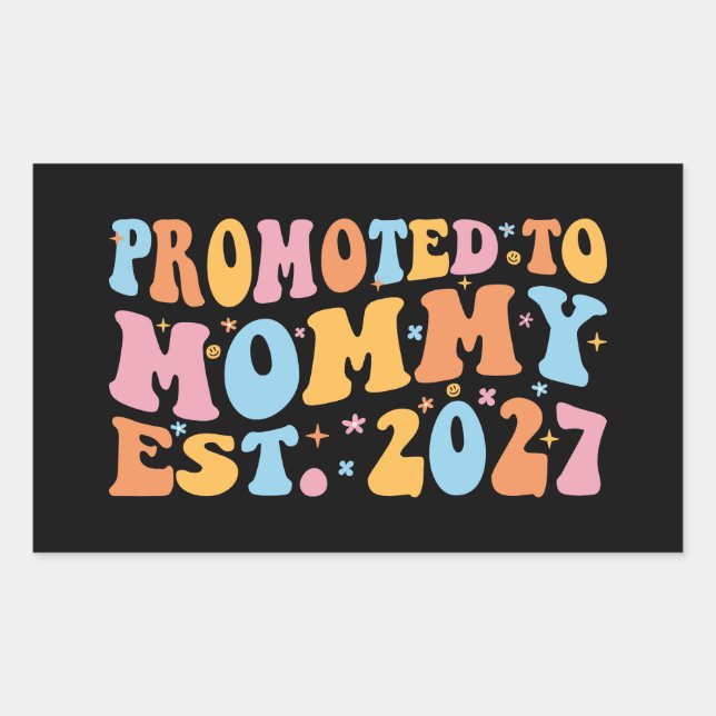 Promoted To Mummy Est 2027 New Mum Announcement Rectangular Sticker (Front)