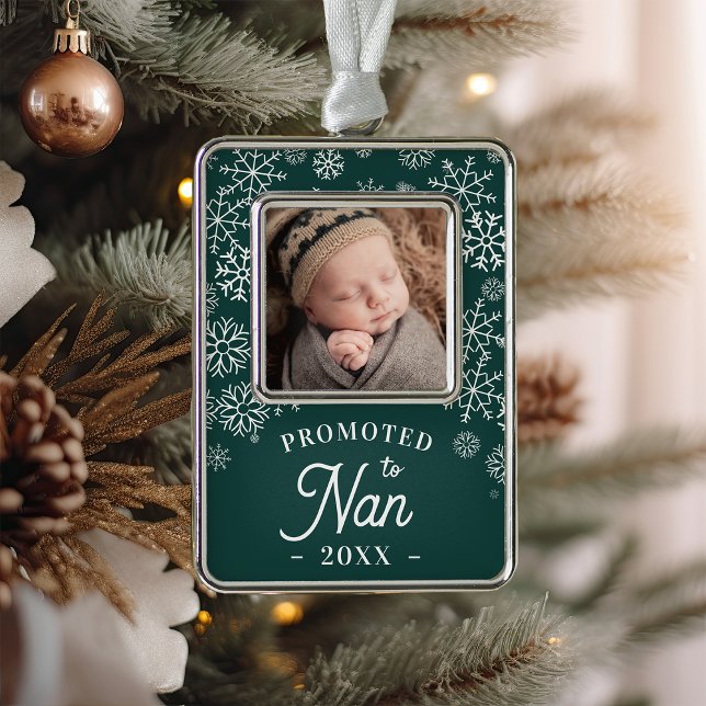 Promoted to Nan | Baby Photo Grandma Silver Plated Framed Ornament (Creator Uploaded)