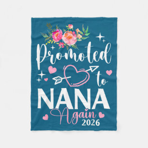 Promoted to nana again est 2026 flower heart fleece blanket